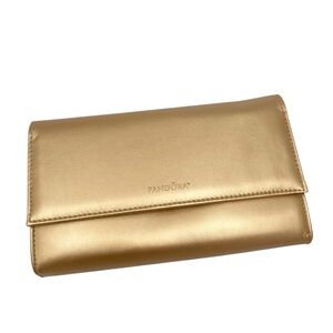 NEW Pandora Shine Metallic Gold Clutch Evening Bag Purse w/ Dust Bag Box Holiday